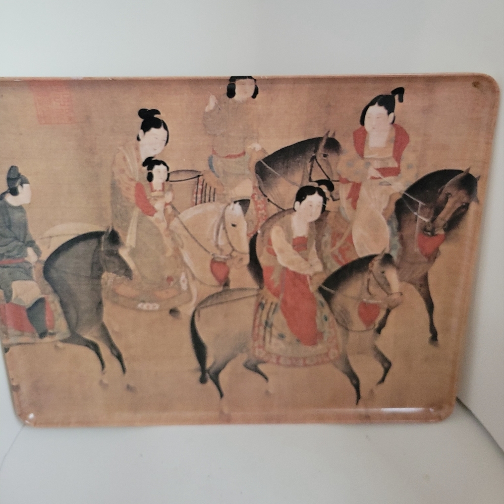 Vintage WONY LTD. Italy Melamine Tray Trinket Dish Asian Horse Theme Women